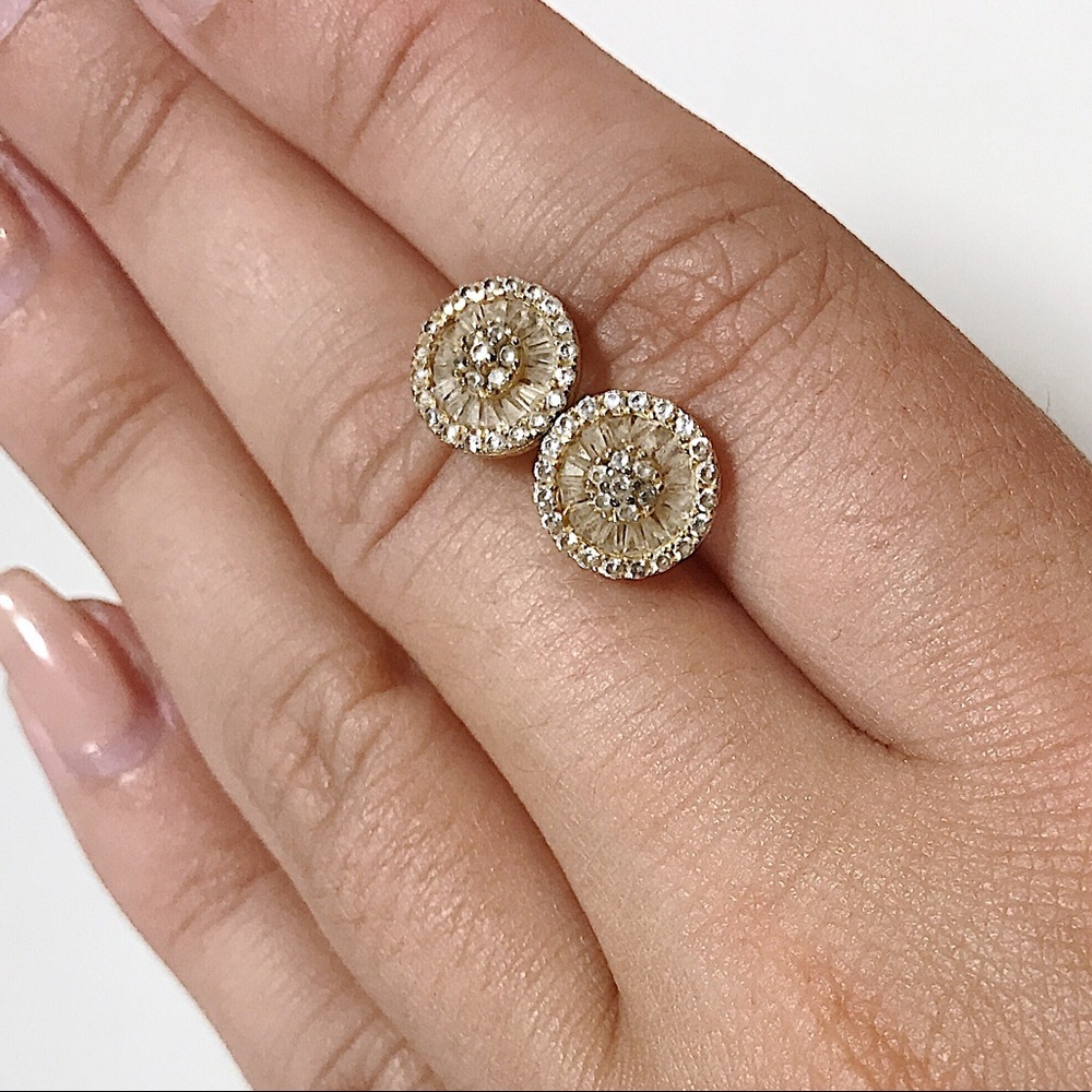 14k Gold Studs with Swarovski Crystals